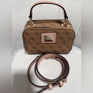 Guess Tan and Pink Crossbody Bag looks like new